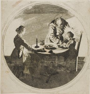 Den hellige familie ved bordet av Jacques Callot