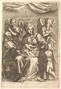 Den hellige familie med to engler av Jacques Callot