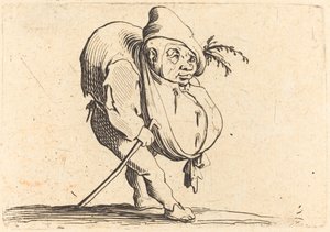Pukkelryggen med stokk, ca. 1622. av Jacques Callot