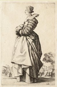 Damen i profil med hendene i muffen av Jacques Callot