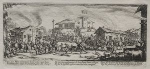 The Large Miseries of War: Plyndring og brenning av en landsby av Jacques Callot