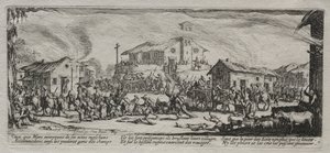 The Large Miseries of War: Pillaging and Burning of a Village, 1633. av Jacques Callot