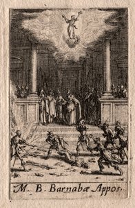 Apostlenes martyrium: St. Barnabas av Jacques Callot