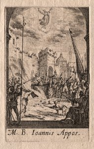 Apostlenes martyrium: St. Johannes evangelisten av Jacques Callot