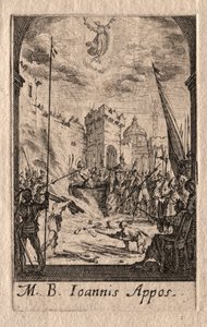 Apostlenes martyrium: St. Johannes evangelisten. av Jacques Callot