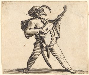 Den maskerte komikeren som spiller gitar av Jacques Callot