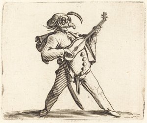 Den maskerte komikeren som spiller gitar av Jacques Callot