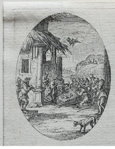 Lidenskapens mysterier: Hyrdenes tilbedelse. av Jacques Callot