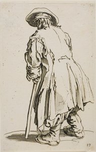 The Old Beggar Leaning on his Crutch, plate sytten fra The Beggars av Jacques Callot