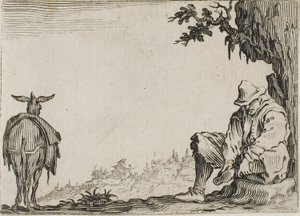 Bonden fjerner skoene sine, fra The Caprices av Jacques Callot