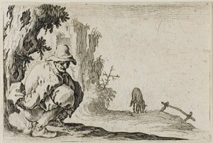 The Peasant Squatting, fra The Caprices av Jacques Callot