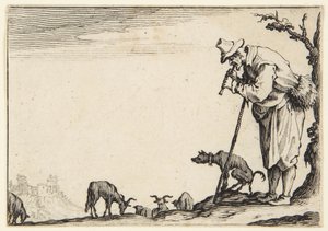 Hyrden som spiller fløyte av Jacques Callot