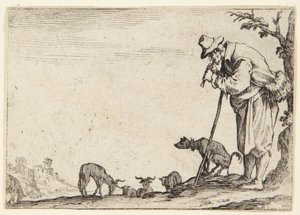 Gjeteren som spiller fløyte av Jacques Callot