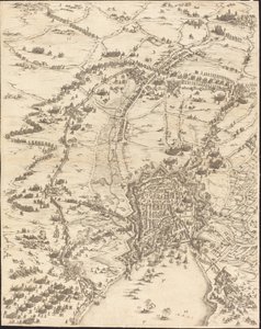 Beleiringen av La Rochelle [plate 6 av 16; sett består av 1952.8.97-112] av Jacques Callot