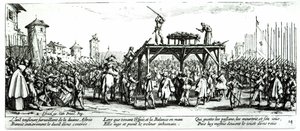 The Wheel, plate 14 fra 'The Miseries and Misfortunes of War', gravert av Israel Henriet (ca. 1590-1661) 1633 av Jacques Callot
