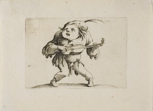 The Wobbly Man Playing the Guitar, fra Varie Figure Gobbi av Jacques Callot