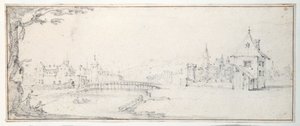 Broen til Gaucheu ved Epinal (svart kritt på papir) av Jacques Callot