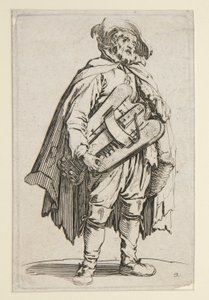 Drev-gurdy-spilleren, fra The Beggars (Le Joueur de Vielle) av Jacques Callot