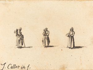 Tre kvinner, en holder et barn, sannsynligvis 1634. av Jacques Callot