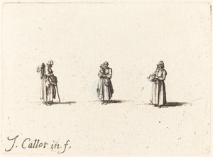 Tre kvinner, en holder et barn, sannsynligvis 1634. av Jacques Callot