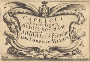 Tittelside for The Capricci, ca. 1617. av Jacques Callot