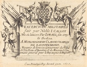 Tittelside for "The Military Exercises" av Jacques Callot