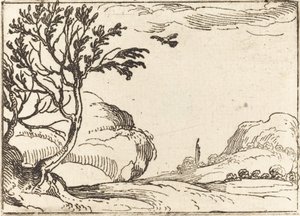 Turteldue som flyr i ørkenen. av Jacques Callot