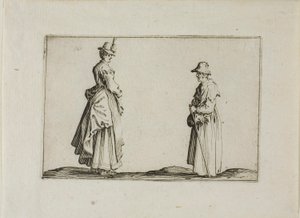 To kvinner i profil, fra The Caprices av Jacques Callot