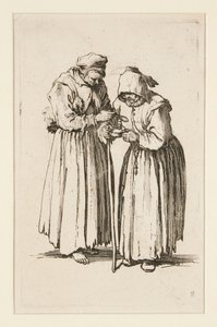 To tiggerkvinner, fra The Beggars (Les deux mendiantes) av Jacques Callot