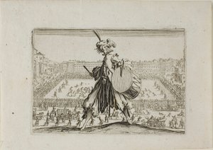 Utsikt over Piazza S. Croce med fotballkamp, fra The Caprices av Jacques Callot