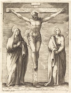 Jomfru og Sankt Johannes ved foten av korset av Jacques Callot