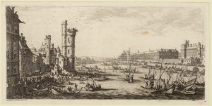 Utsikt over Louvre og den tidligere Porte de Nesle (IFF 667). av Jacques Callot