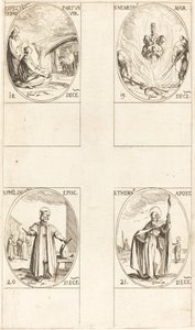 Venter på at jomfruen skal føde; St. Nemesius; St. Philogonius; St. Thomas av Jacques Callot