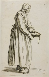 Woman Beggar Holding Alms, tallerken 20 fra The Beggars av Jacques Callot