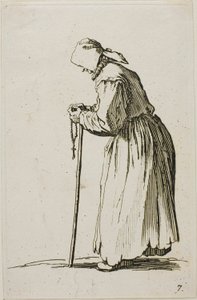 Woman Beggar with a Rosery, tallerken syv fra The Beggars av Jacques Callot