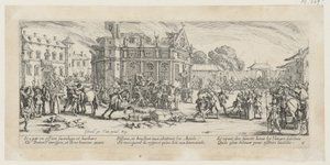 Ødeleggelsen av et kloster, blad 6 i serien «Krigens redsler» av Jacques Callot