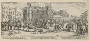 Ødeleggelsen av et kloster, blad 6 fra serien «Krigens redsler» av Jacques Callot