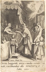 Den helbredede syke personen av Jacques Callot after Giovanni Bilivert