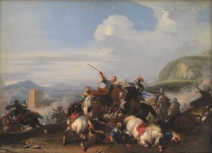 Kampscene med tyrkisk kavaleri av Jacques Courtois