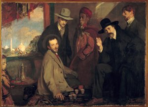 Andre Gide og vennene hans på kafeen Maure of the World Exposition of 1900 (Eugene Rouart; Charles Chanvin; Athman Ben Salah; Henri Gheon) Maleri av Jacques Emile (Jacques-Emile) Blanche (1861-1942) 1900 Søn. 1,56x2,2 m Rouen, Musee des Beaux Arts av Jacques Emile Blanche