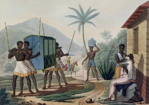En Palanquin blir båret i Ile de France, fra 