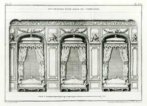 En smart parisisk tegnestue, tidlig 1770 fra Cours dArchitecture, Paris, utgitt i 6 bind fra 1771-77 av Blondel, Jacques-Francois (1705-74) Serie fullført av Pierre Patte etter hans død,