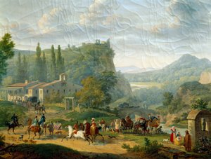 Passasjerstopp. Maleri av Francois Swebach dit Swebach des Fontaines (1769 - 1823)