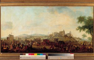 Utsikt over militærmanøverleiren etablert under kommando av prinsen av Conde nær Saint Omer fra 5. august til 25. september 1788. Dette er Louis V Joseph de Bourbon-Conde (1736-1818). Maleri av Jacques Francois Joseph Swebach (1769-1823) 1788 Su av Jacques Francois Joseph Swebach