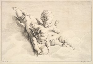 Two Cupids, One Holding a Ball, midten til slutten av 1700-tallet.
