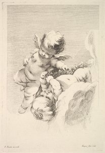 Two Cupids, One Holding a Wreath, midten til slutten av 1700-tallet.