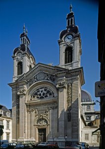 Utsikt over kapellet til Hotel Dieu (Hotel-Dieu) (1100-1200-tallet) redesignet av arkitekten Jacques Germain Soufflot (1713-1780). Lyon, Rhone
