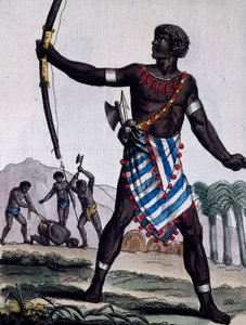Anzikos kriger, Afrika, gravering fra Encyclopedia of voyages av Jacques Grasset de Saint Sauveur
