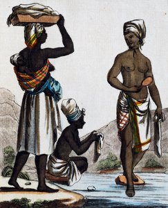 Vaskekvinner fra Santo Domingo, fargegravering fra en tegning av Labrousse (aktiv 1796), fra Encyclopedie des Voyages, av Jacques Grasset de Saint-Sauveur (1757-1810) av Jacques Grasset de Saint-Sauveur