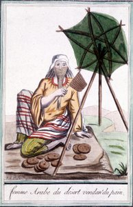 Desert Arabian Woman Selling Bread - i "" Encyclopedia of Travels"" av Grasset St Sauveur, red. 1796 av Jacques Grasset de Saint-Sauveur